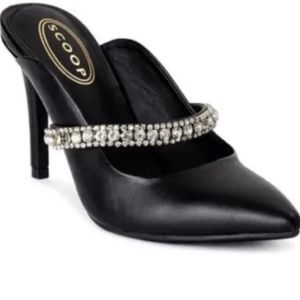 Scoop NYC Women’s Rhinestone Black Slip On Heels Shoes Size 8 NEW